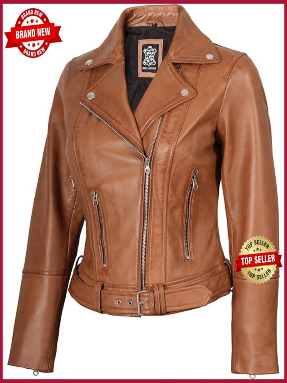 Real Lambskin Asymmetrical Moto Style Leather Jacket Women